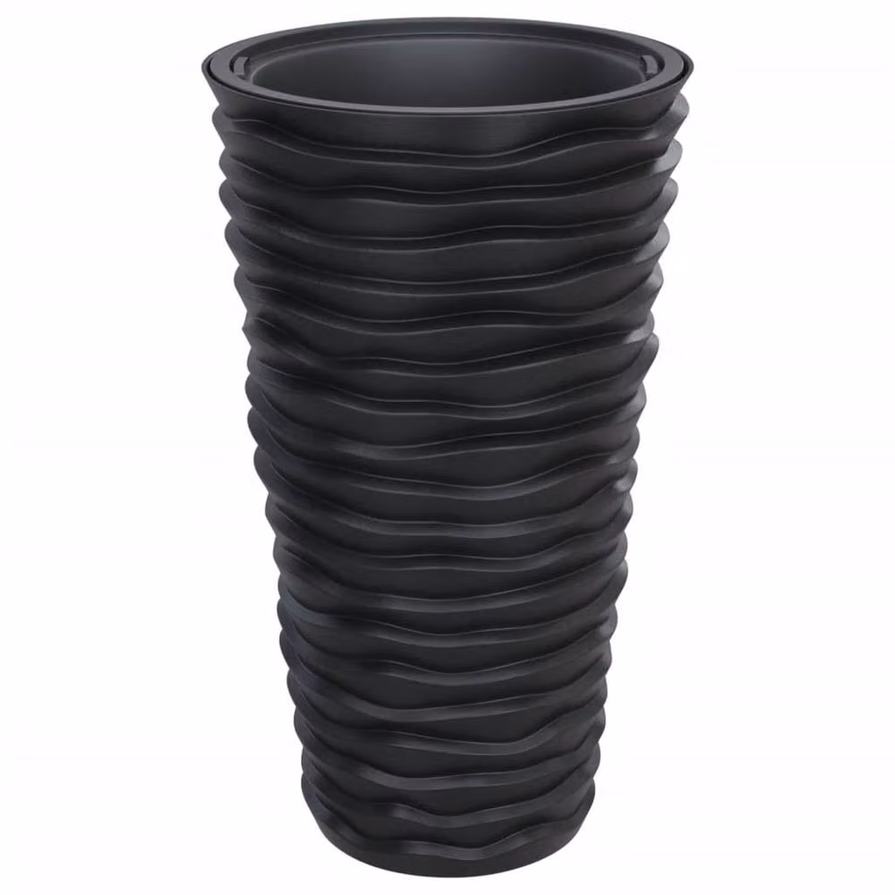 Berkfield Home Planter with Removable Inner Liner in Black and Anthracite, Grooved Look Plastic Tub, 8/22 L – 2