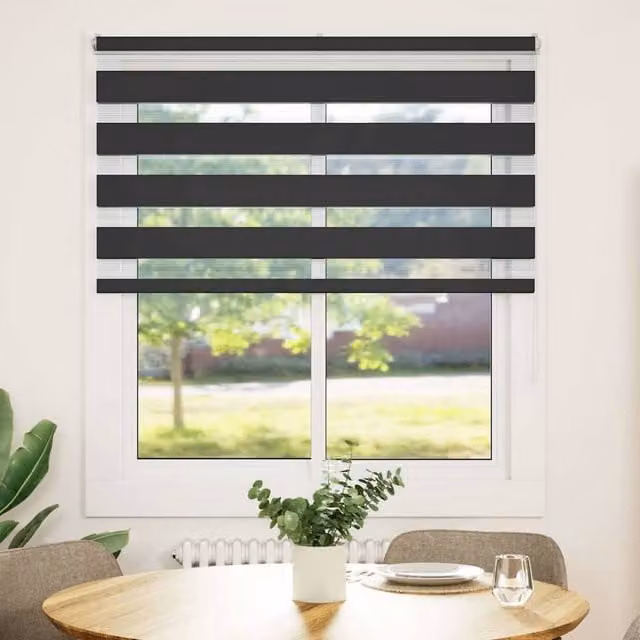 Berkfield Home Zebra Day and Night Blind in Black Polyester, W: 135 cm, H: 150 cm