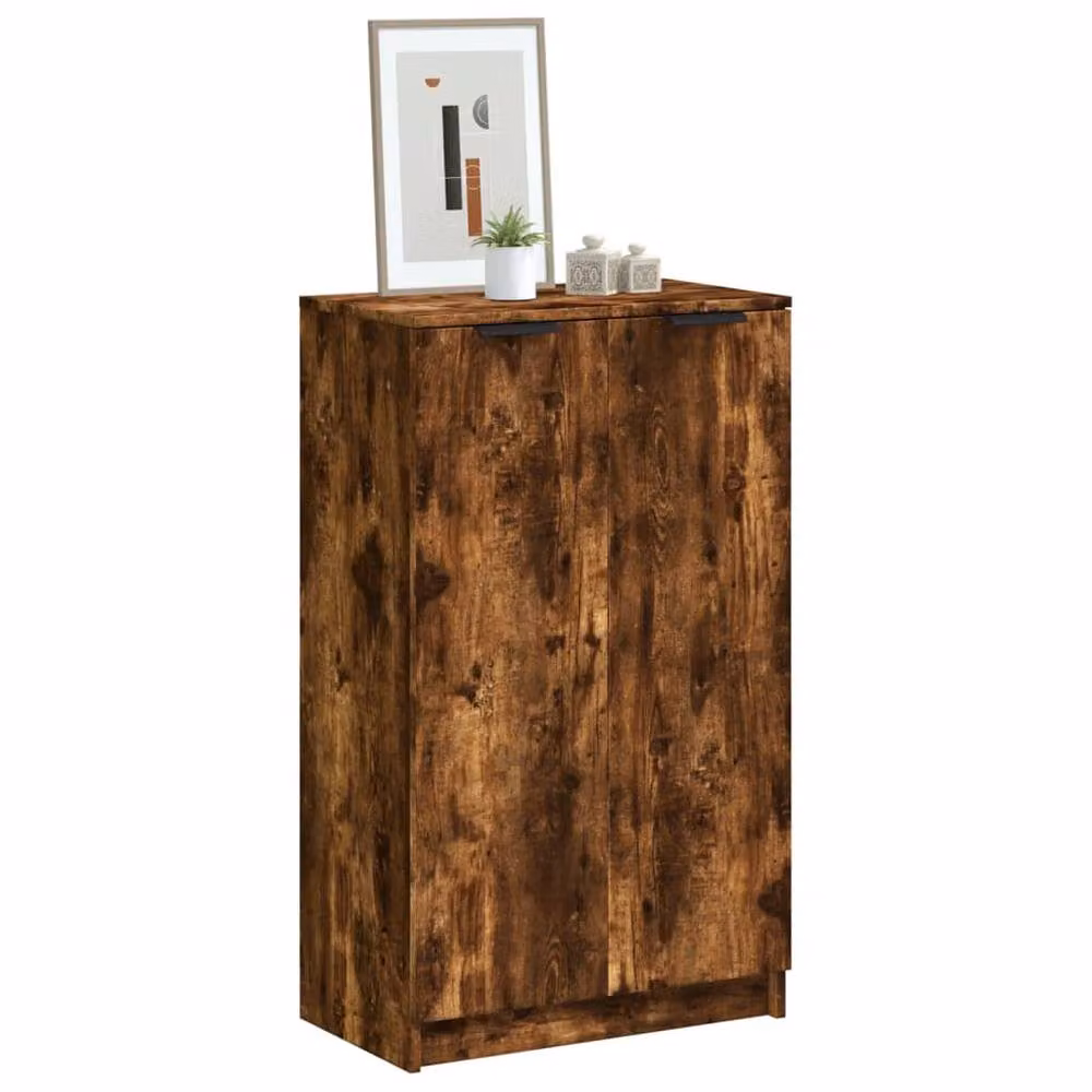 Berkfield Home Modern Smoked Oak Shoe Cabinet in Brown, W/D/H: 59 x 35 x 100 cm – 2