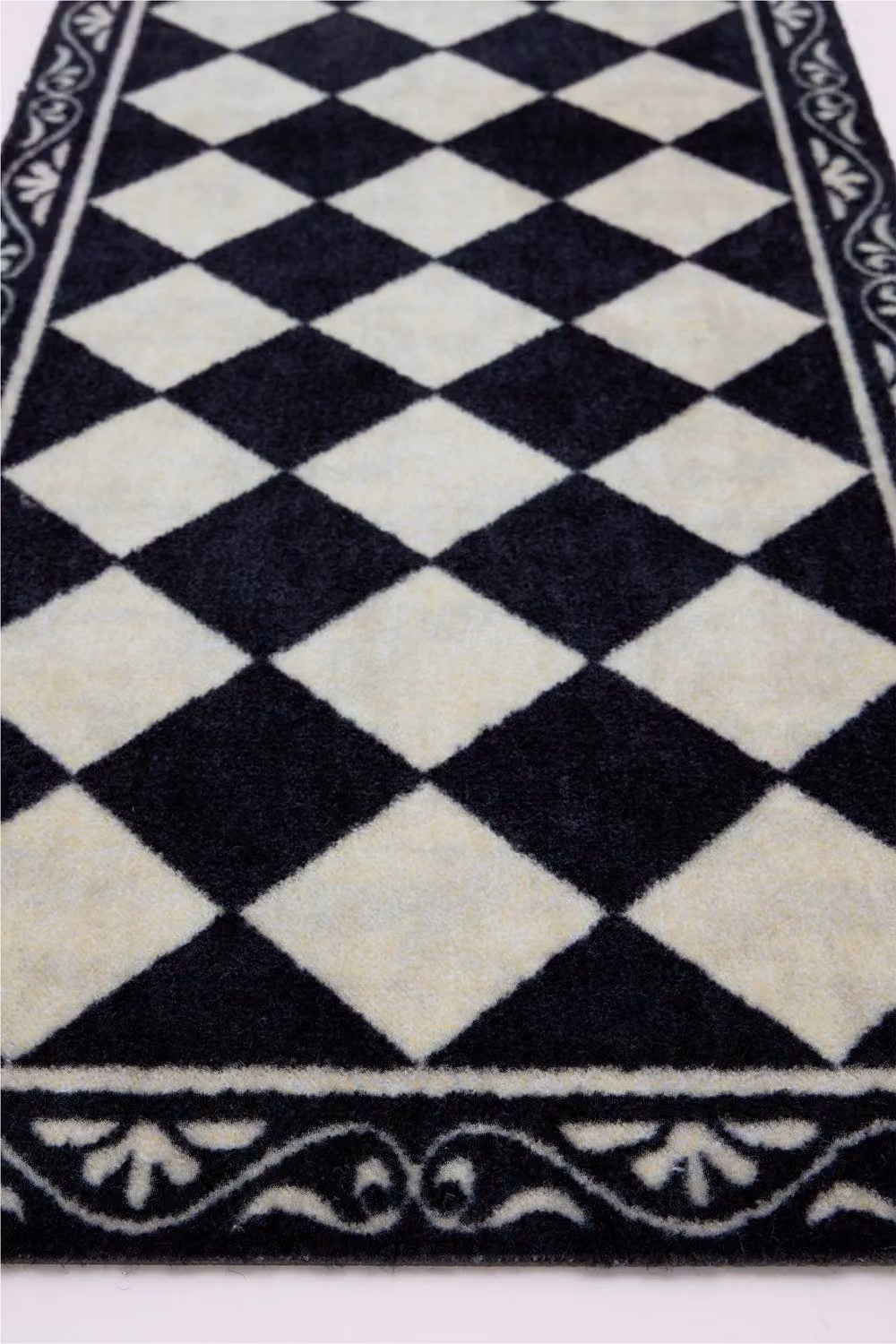 My Mat Manor Tile Pattern Nylon Indoor Doormat in Black and White, W: 50 cm, L: 75 cm – 3