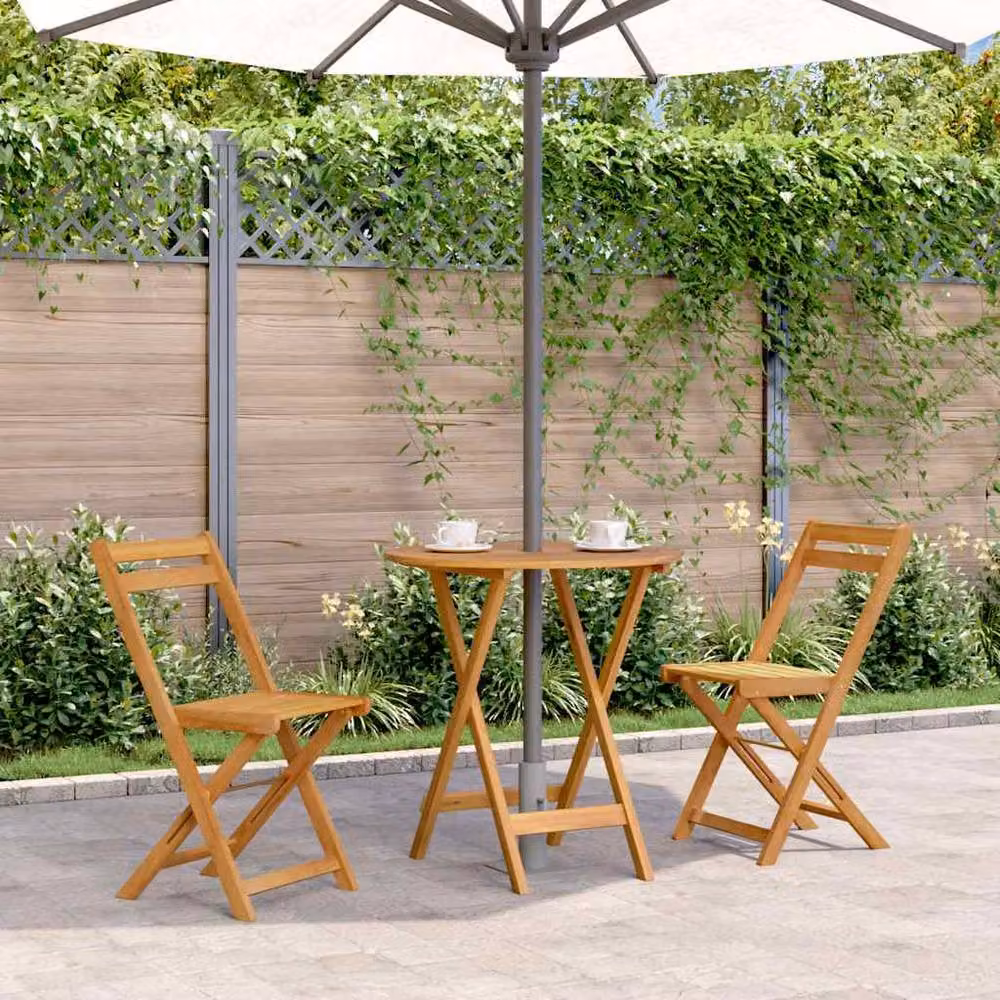 Berkfield Home Folding Garden Table in Brown Oiled Solid Acacia Wood, 70 cm – 2