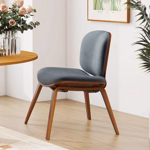 FORGEVIO Modern Accent Chair with Padded Fabric Seat in Brown and Multicolour
