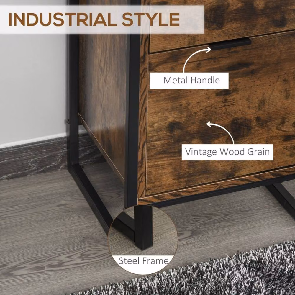STILVORA Industrial Chest of Drawers with Metal Frame in Rustic Brown – 5