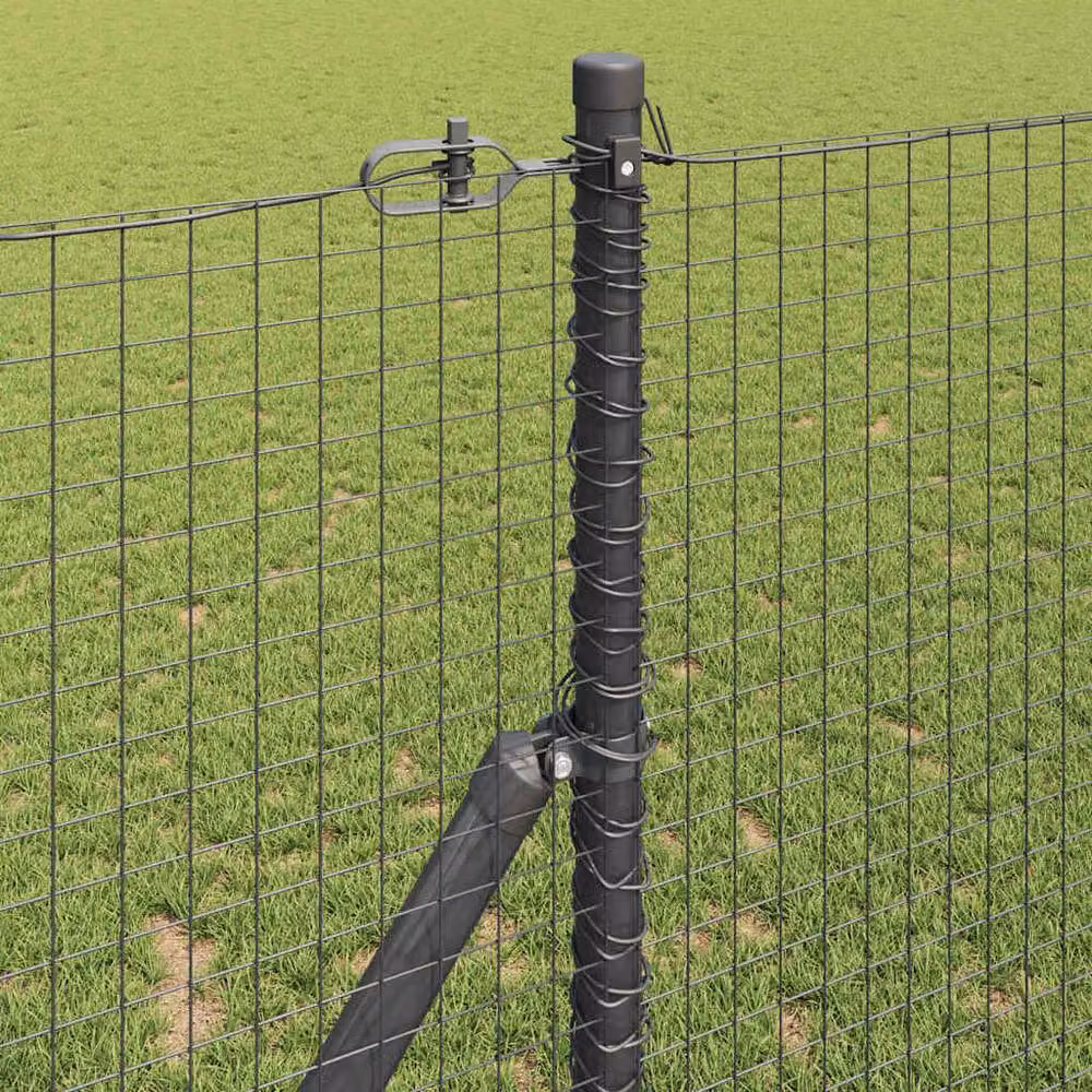 Berkfield Home Modern Welded Wire Fence in Grey Steel with 13 Posts, W: 140 cm, L: 25 m – 3
