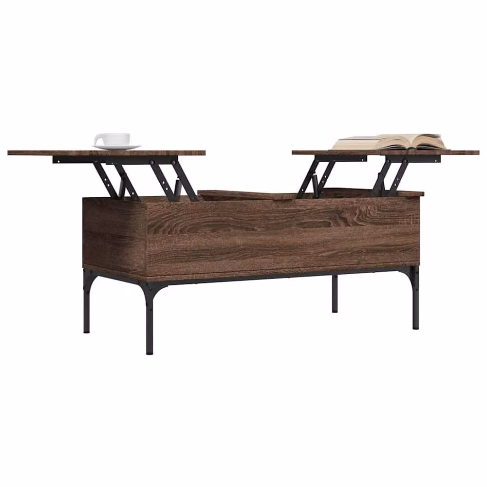 Berkfield Home Brown Oak Coffee Table with Lift Mechanism, W: 100 cm, D: 50 cm, H: 45 cm – 3