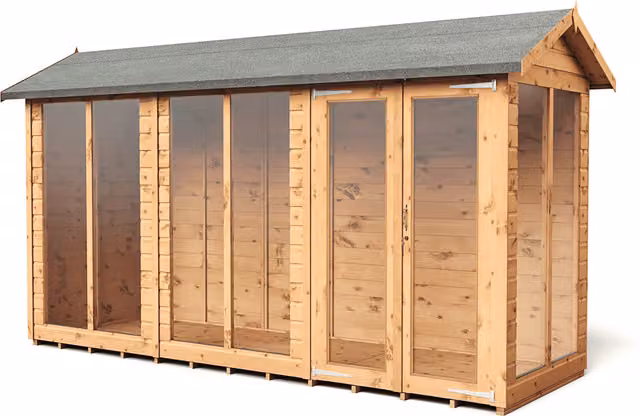 Empire Sheds Empire 4x12 Apex Summerhouse with Double Door and Window in Brown