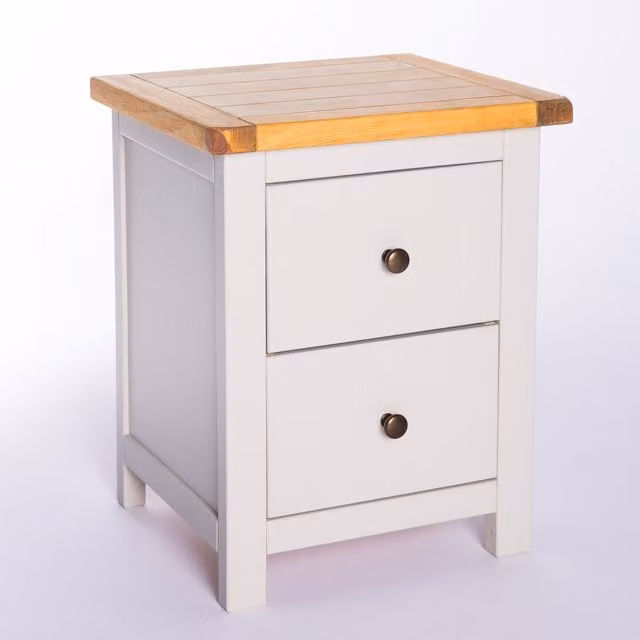Cabinet Bits Argenta 2 Drawer Bedside Cabinet in Grey with Gold Knobs