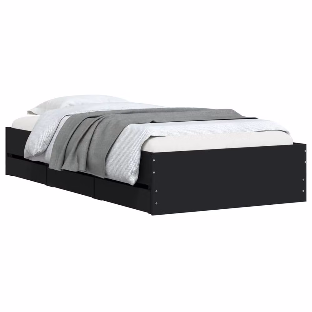 Berkfield Home Single Bed Frame with Drawers, Black, W/D/H: 90 x 190 cm – 3