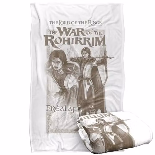 LOGOVISION Lord Of The Rings War Of The Rohirrim Frealaf Homage Super Soft Silky Touch Fleece Throw Blanket, Multicolour, W/D/H: 91 x 147 cm