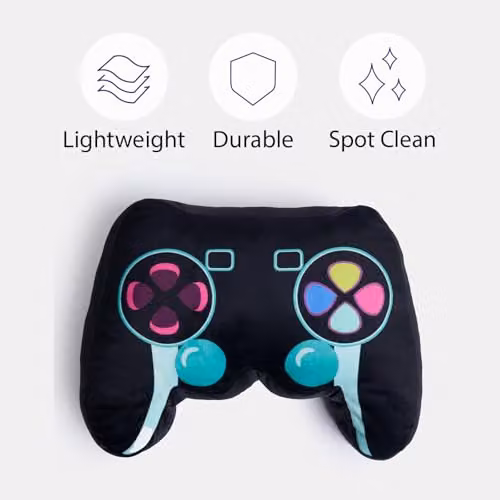 OHS Black Plush Gaming Controller Shaped Cushion, W: 30 cm x H: 23 cm – 5