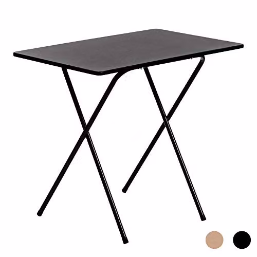 Harbour Housewares Black Wooden Folding Computer Desk for Home Office and Bedroom
