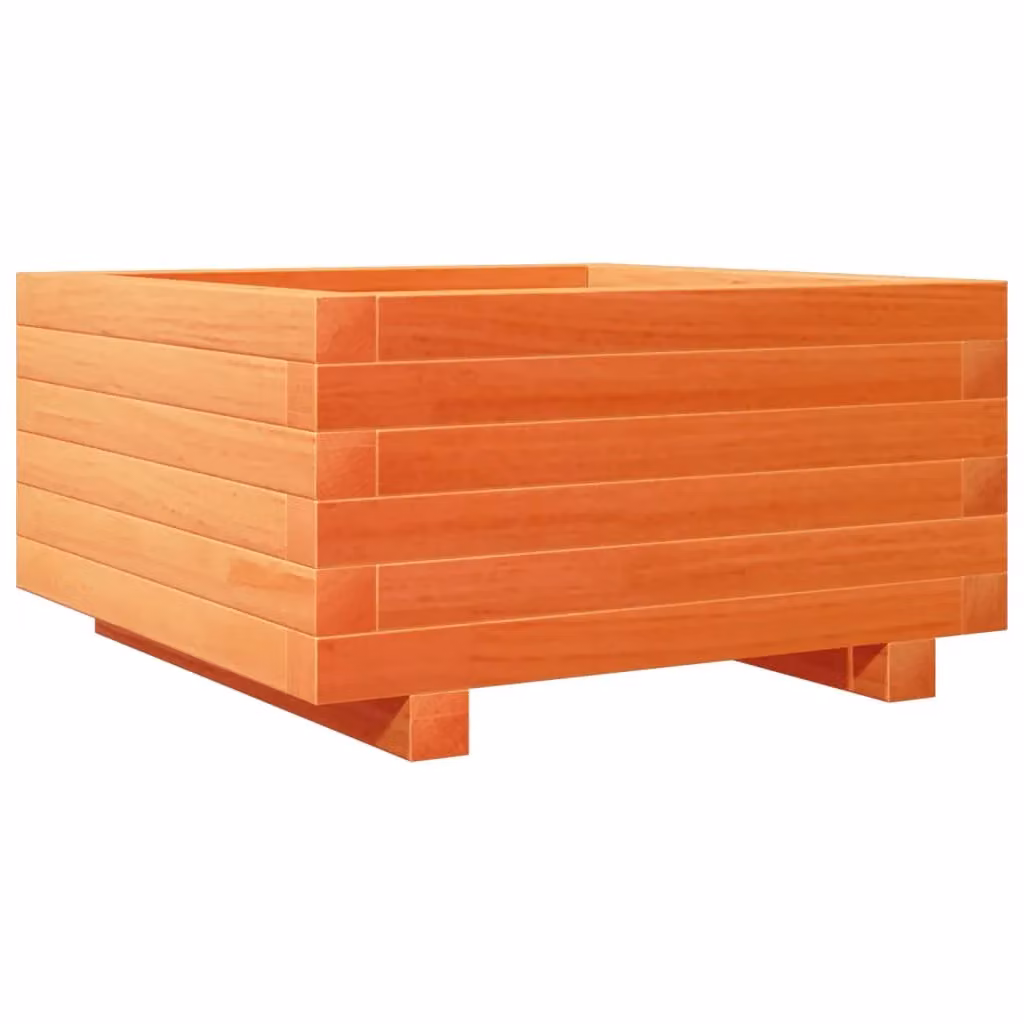Berkfield Home Wooden Garden Planter Tub in Brown and Orange, W: 50 cm, D: 50 cm, H: 26.5 cm – 2