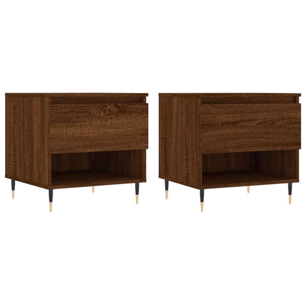 Berkfield Home Set of 2 Modern Brown Oak Coffee Tables, W/D/H: 50 x 46 x 50 cm – 2