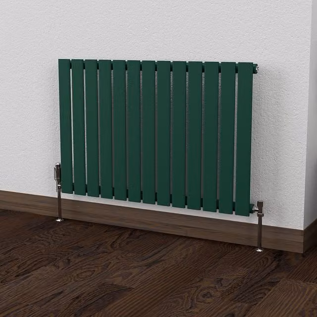 Lux Heat Flat Horizontal Coloured Radiator in British Racing Green, W: 91.0 cm, H: 60.0 cm