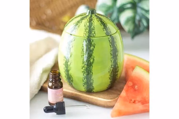 KDMD Green Ceramic Watermelon Oil Burner and Wax Warmer with Striped Design – 2