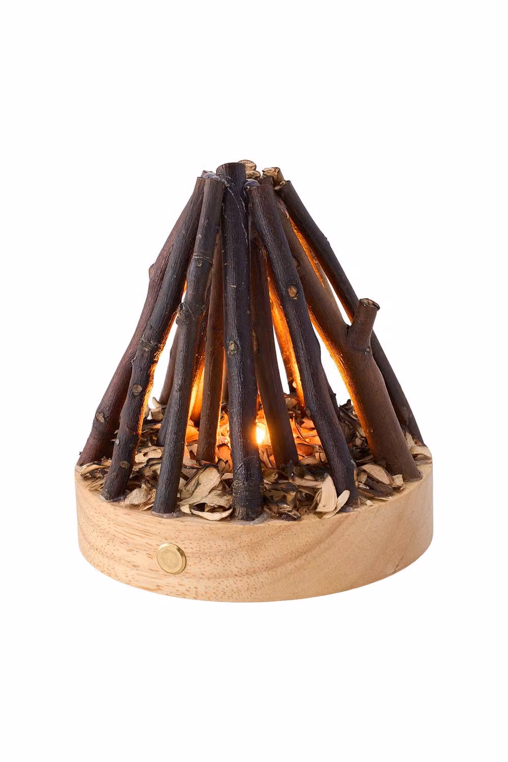 Living and Home Rechargeable LED Campfire Night Light with Flicker Effect in Brown – 3