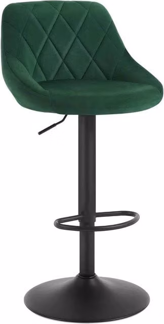 NESTLUNE Velvet Bar Stool in Green for Kitchen and Home Office, H: 100 cm, W: 15 cm