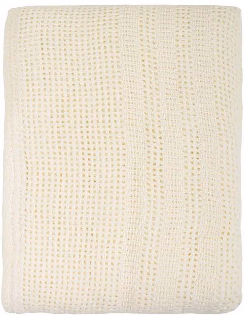 Junior Joy Cotton Cellular Blanket for Babies in Beige and White