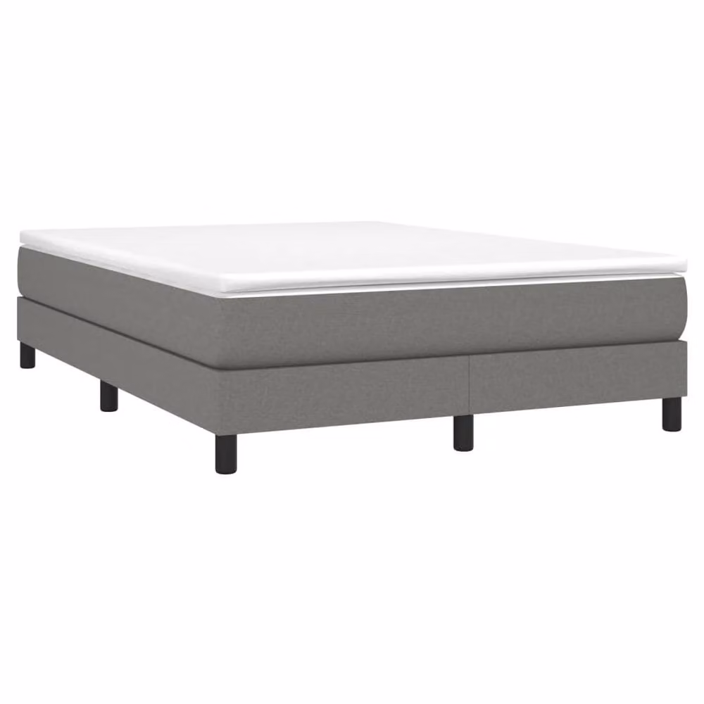 Berkfield Home Upholstered Box Spring Bed Frame in Grey Fabric, W: 135 cm, L: 190 cm – 3