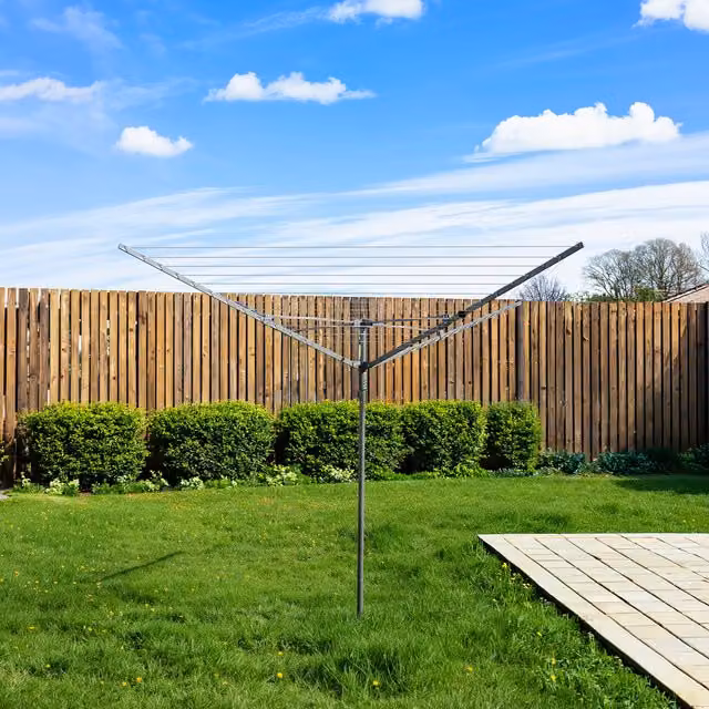 Addis 4 Arm Rotary Airer in Silver with 60m Coated Steel Lines