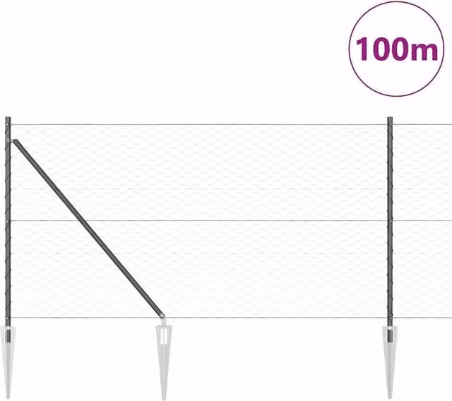 Berkfield Home Grey Steel Hexagon Fence, 1 x 100 m – 1
