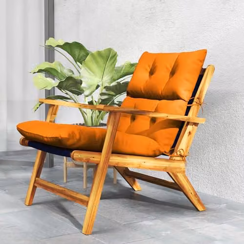 Outsunny Orange Tufted Adirondack Chair Cushion with UV-Resistant Quilted Polyester Fabric and Foam Padding – 6
