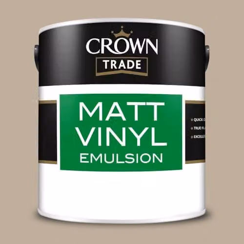 Crown Trade Matt Vinyl Dispersion Paint in On The Rocks, Brown and Grey, 2.5 l – 2