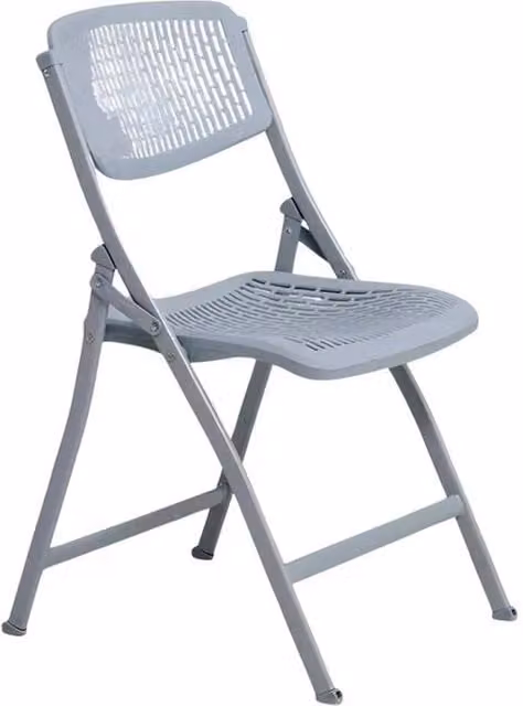 FLAVORA Grey Lightweight Folding Plastic Chair – 1