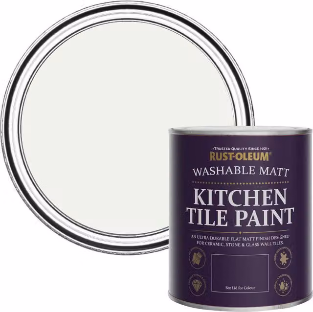 Rust-Oleum Kitchen Tile Paint in Matt Finish, Steamed Milk White, 0.75 l – 1