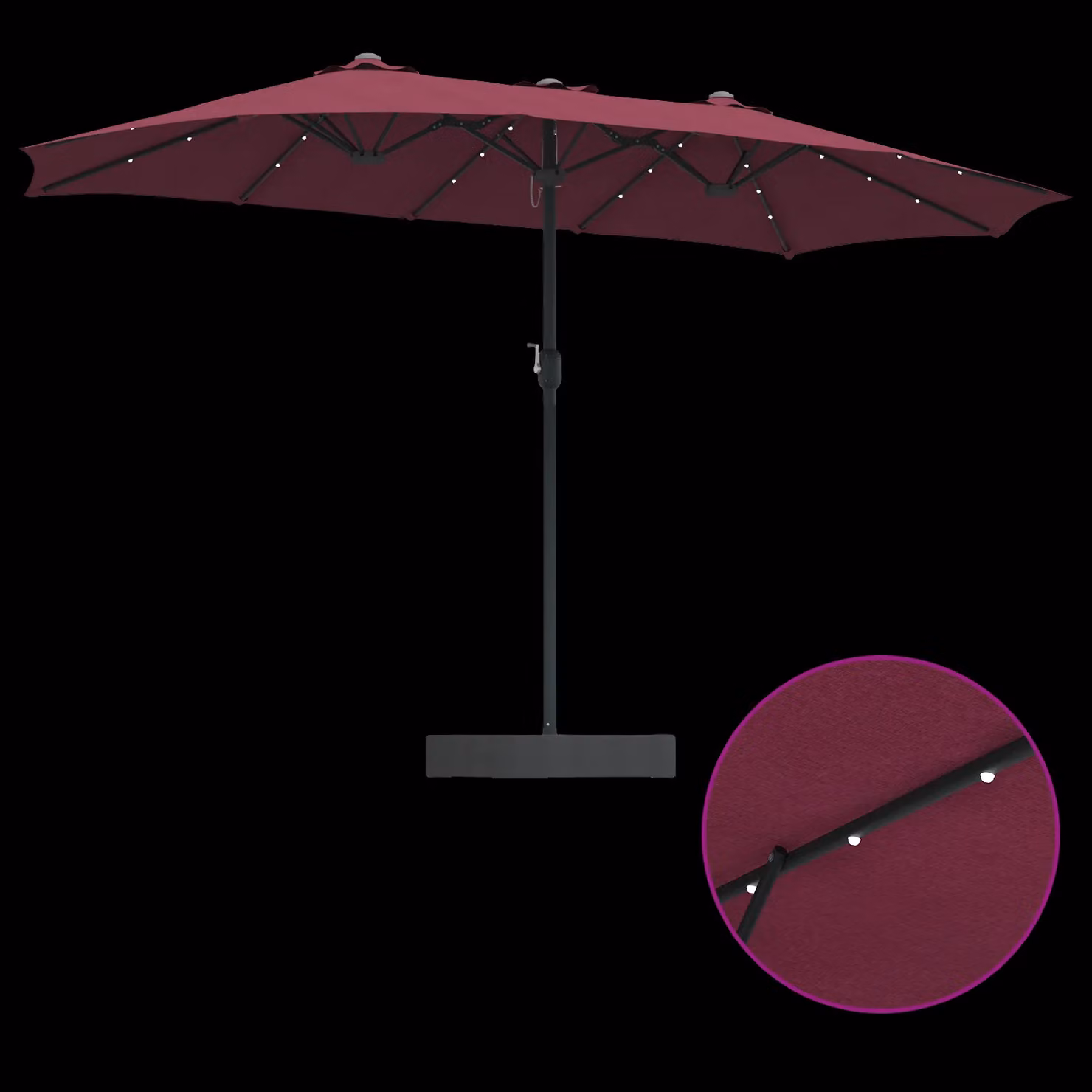Berkfield Home Folding Garden Parasol in Red with Polyester Fabric and Steel Frame, W/D/H: 385 x 209 x 244 cm – 5