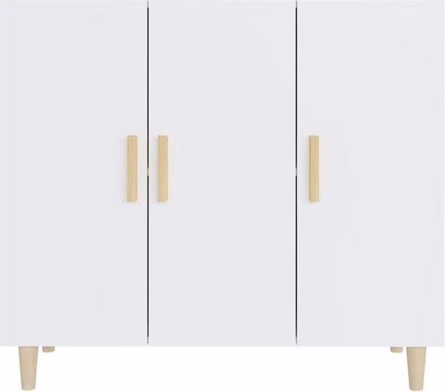 Berkfield Home White Matt Sideboard in Engineered Wood W/D/H: 90 x 34 x 80 cm