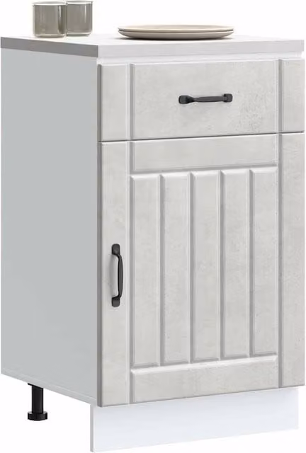 Berkfield Home Lucca Kitchen Base Cabinet in Concrete Grey Matt Engineered Wood