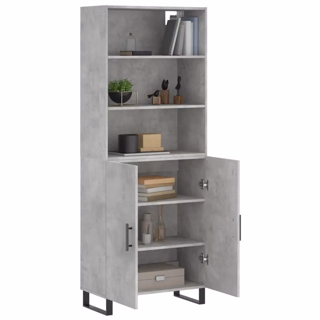Berkfield Home Highboard in Concrete Grey, W/D/H: 69.5 x 34 x 180 cm – 2