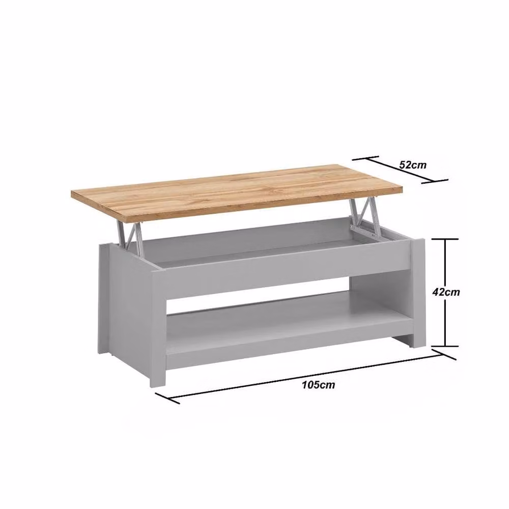Timber Art Design Lisbon Lift Up Coffee Table in Light Grey – 2