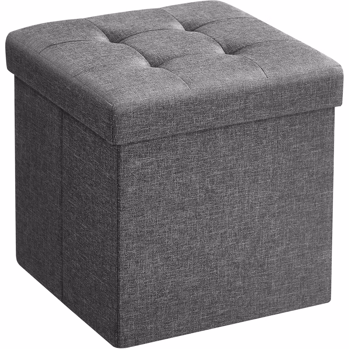SONGMICS Small Foldable Storage Ottoman Foot Rest in Dark Grey – 5