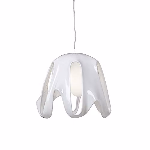 Netlighting Phantom Dome Pendant Light in Gloss White and Chrome with Frosted Glass