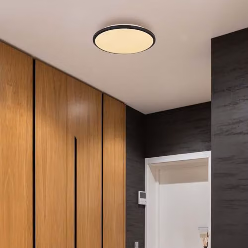 Globo Lighting Round LED Ceiling Light in Black, Warm White, Diameter: 35 cm, Height: 5.5 cm – 2