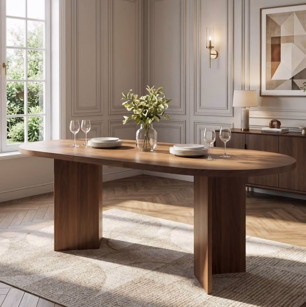 STILVORA Modern Oval Walnut Dining Table in Brown, W/D/H: 180 x 90 x 75 cm – 2