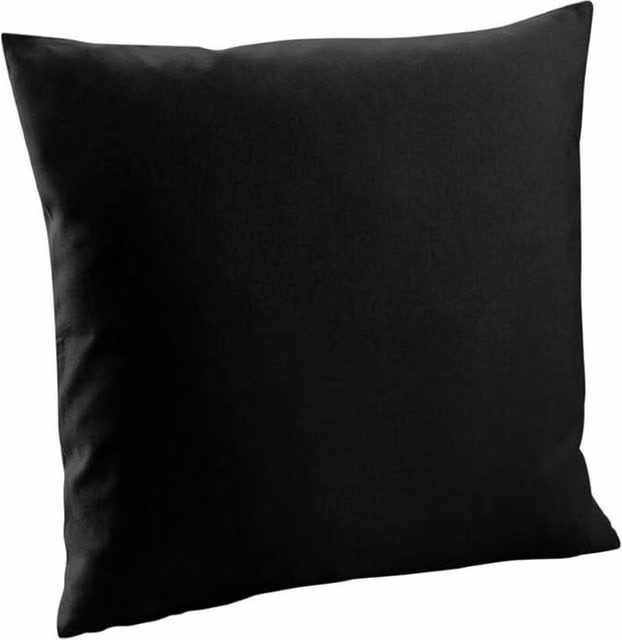 Westford Mill Plain Black Cotton and Linen Square Cushion Cover, W/D/H: 40 x 40 x 40 cm