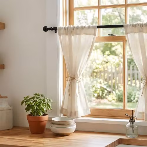 Harbour Housewares Extendable Metal Ball Curtain Pole Kit, Matt Black, 2 Pack, W: 83 to 120 cm – 2