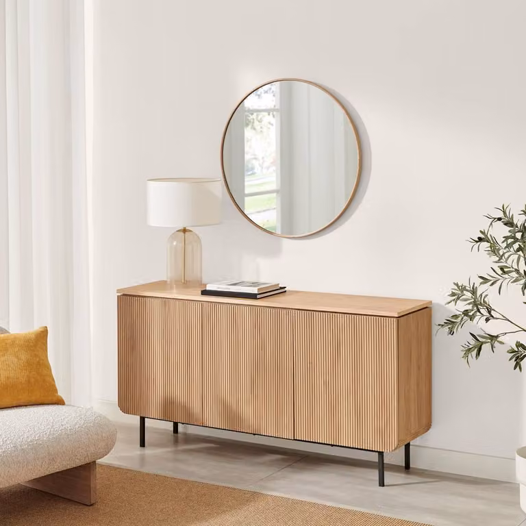 FurnitureboxUK Penrose 3 Door Large Oak Wood Sideboard in Light Brown