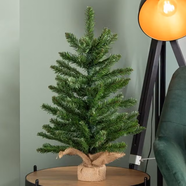 Samuel Alexander Mini Richmond Green Tabletop Christmas Tree with Burlap Base, Height: 60 cm