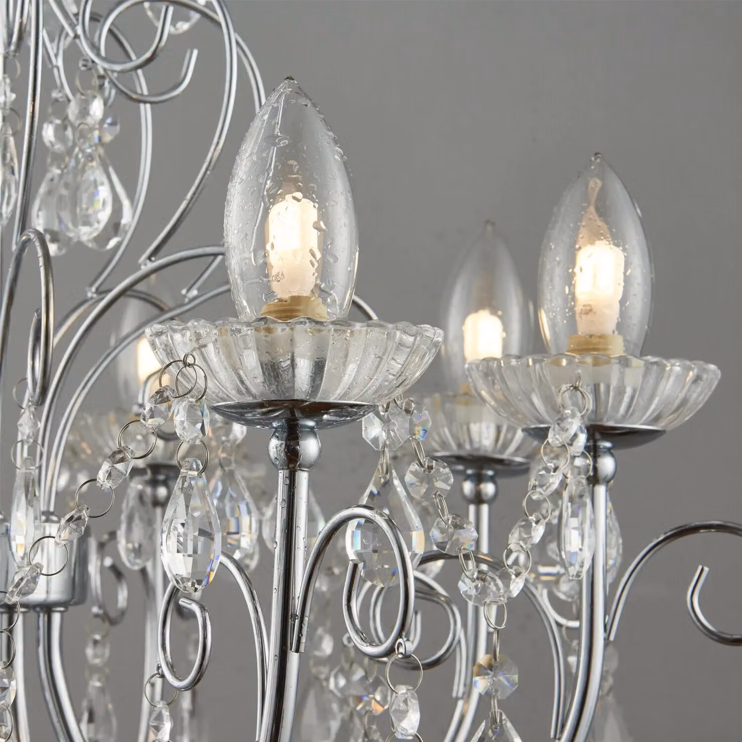 Loops Chrome and Crystal 8 Bulb IP44 Bathroom Ceiling Pendant Light – 2