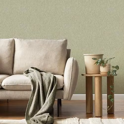 Crown M1867 Harris Texture Luxury Textured Wallpaper, Green, Washable Paper Roll
