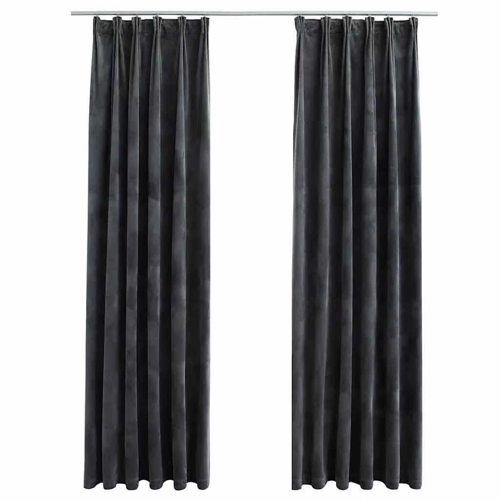 Berkfield Home Blackout Velvet Curtains, 2 Pack, Anthracite, W: 140 cm, H: 175 cm – 2