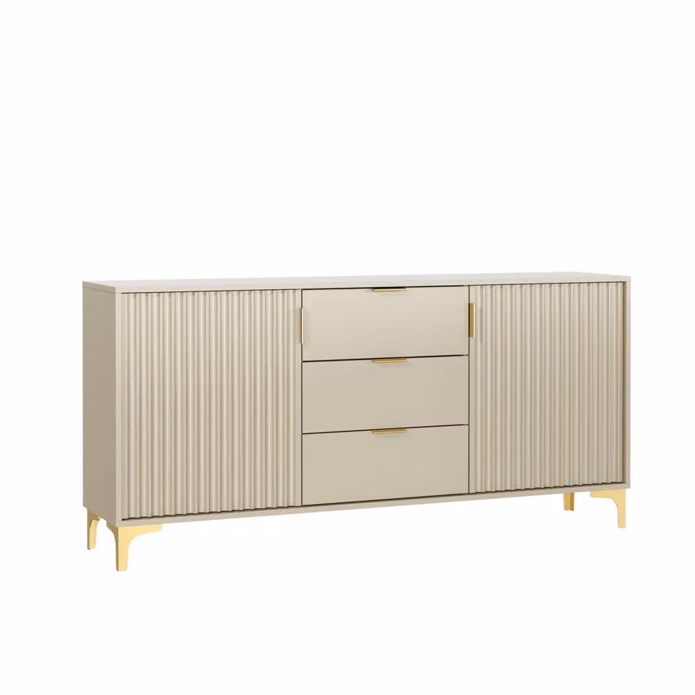 Creative Furniture Tide Crest Sideboard in Cashmere Warm Beige and Gold, W: 140 cm, H: 80 cm, D: 35 cm – 3