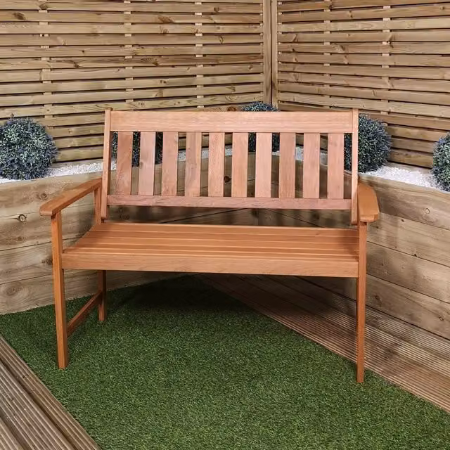 Samuel Alexander Classic Oiled Wood Garden Bench in Brown