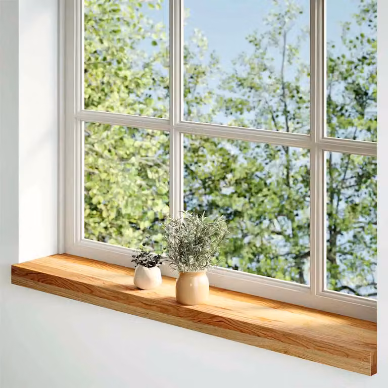Berkfield Home Solid Oak Wood Window Sills, 2 Pack, Light Brown, W: 100 cm, D: 15 cm, H: 2 cm