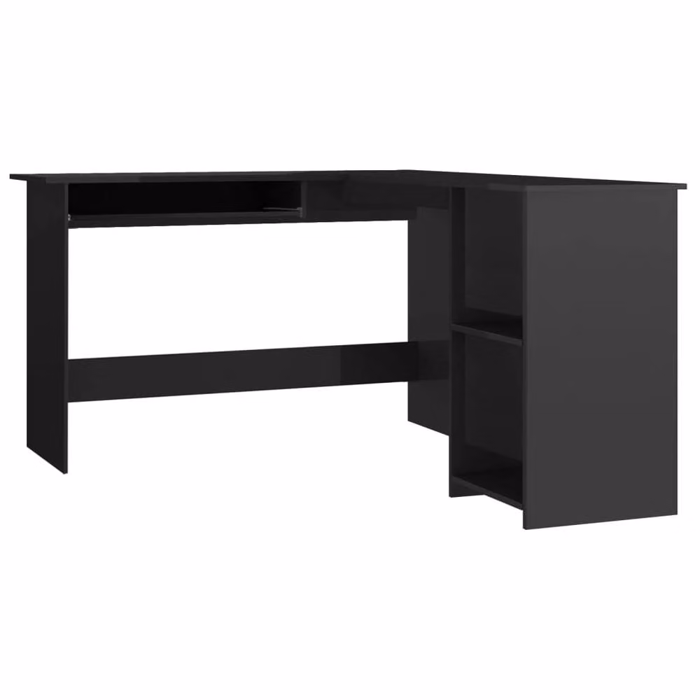 Berkfield Home L-Shaped Corner Desk in High Gloss Black, W/D/H: 120 x 140 x 75 cm – 2