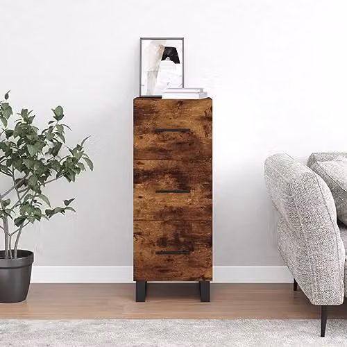vidaXL Modern Sideboard in Brown Smoked Oak, W/D/H: 34.5 x 34 x 90 cm – 2